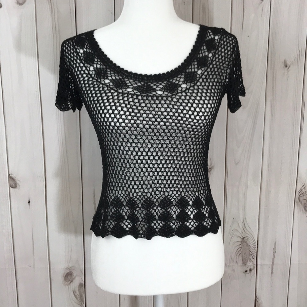 Theory brown boho crotchet top size P/ S